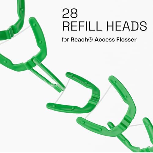 Reach Ultraclean Access Flosser Bundle, Mint, Plaque Remover for Teeth, for Hard to Reach Areas, Oral Care, PFAS-Free, 1 Flosser Starter Kit + 3 Packs Refill Heads