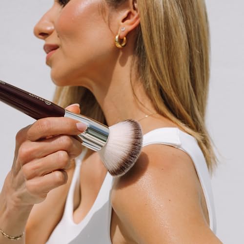 BK BEAUTY - LARGE BUFFER & ROUND FOUNDATION (2PC) - Professional Makeup Brush Set for Liquid or Cream Foundations, Powder & Blush | Premium Face Brushes for Flawless Application