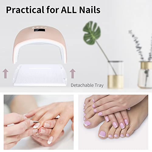 48W Rechargeable UV LED Nail Lamp,Cordless Professional Gel Nail Lights Nail Art Manicure Tools for Home and Salon (Pink)