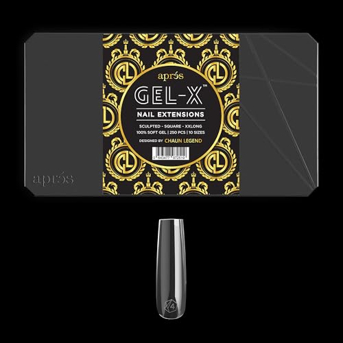 APRÉS x Chaun Legend Gel-X Box Of Nail Tips, Exclusive Sculpted Extra Extra Long, 10 Sizes 0-9, Soft Gel Tip Box (150pcs)