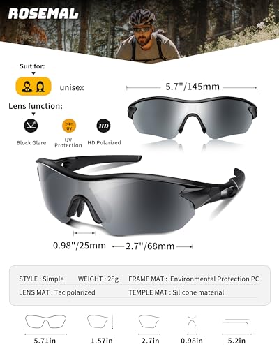 Polarized Sports Sunglasses for Men Women Youth Baseball Running Fishing Tennis Golf Cycling Driving Motor TAC UV400 TR90