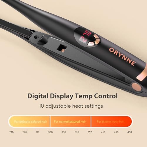 3/10'' Small Flat Irons for Short Hair Pixie Cut, 5s Ultra Fast Heat Up Tiny Pencil Flat Iron, Ionic Mini Edge Flat Iron, Skinny Thin Straightener Champagne Gold