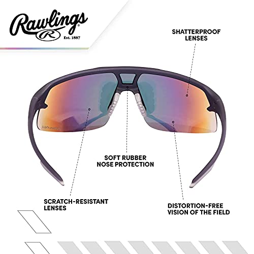 Rawlings 134 Kids Sunglasses for Baseball and Youth Softball Sunglasses - 100% UV Lightweight Poly Lens with Stylish Shield Lenses - Black/Multi
