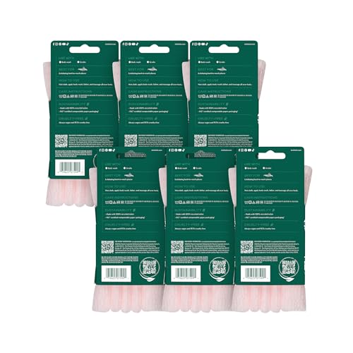 EcoTools Bath Cloth, Exfoliating Washcloth For Shower & Bath, Expands Up To 3 Feet, Remove Dry Skin, Body Scrubber For Exfoliation & Deep Cleansing, Eco Friendly & Cruelty-Free, Pink, Pack of 6