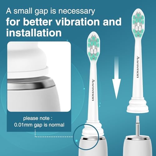 Aoremon Replacement Heads for Philips Sonicare 4100 5100 5300 6100 Electric Toothbrush and fit for Most Phillips Sonicare Click-on Model-10 Pack