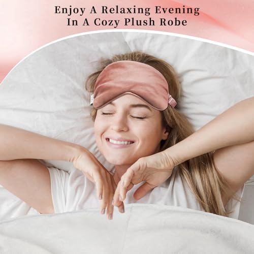 Birthday Gifts For Women, Bathrobe Set With Silky Satin Sleep Mask, Spa Robe and Slippers set, Scented Candle Self Care 7 Pack Set Suitable For Christmas Thanksgiven Day Red