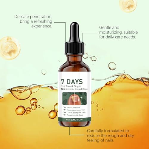 Tea Tree Ginger Nail Treatment, 7 Days Ginger Nail Growth Serum & Cuticle Care Treatment, Repair & Strengthener