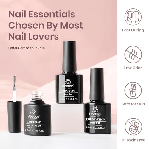 Beetles Gel Nail Polish Kit with Uv Light Base Gel Top Coat, 6 Colors Nude Neutral Nail Polish Starter Kit, Soak off Led Set DIY Manicure Home Nail Essentials Gift for Girls Women