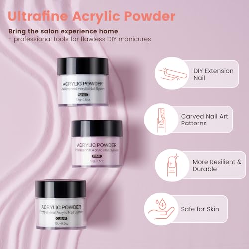 Acrylic Nail Kit with Everything: Practice Nail Hand U V Lamp Acrylic Nail Liquid Set with Drill Starter Nail Set Gifts for Beginners Home Salon