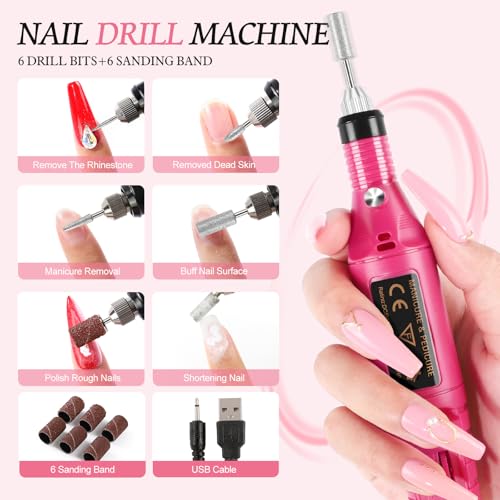 Peacecolor Acrylic Nail Kit with Drill, 40pc Nail Kit Acrylic Set for Beginners with Everything Gel Polish U V Light Decorations Home Salon Gift Set