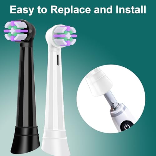 8 Pack IO Replacement Heads Compatible with Oral B IO, for Oral B IO 2/3/4/5/6/7/8/9/10 Series Electric Toothbrushes, Medium Softness for Protect Teeth and Gums, Black/White