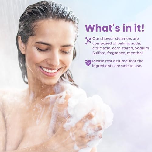 Shower Steamers 8 Scents - Shower & Bath Bombs with Organic & Natural Fragrances for Teens and Adults - Birthday, Mother's Day Gift for Women Who Have Everything（Purple）