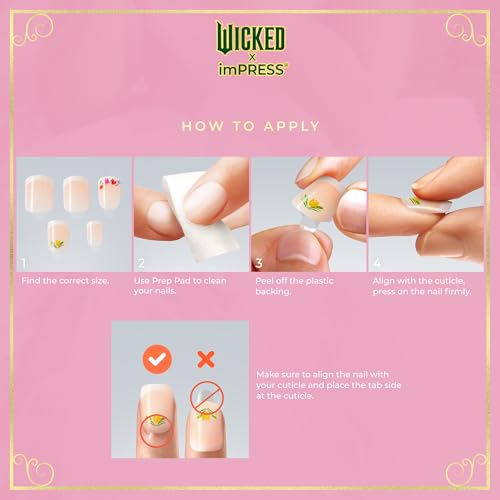 WICKED X imPRESS Press On Nails, New Improved Adhesive, Up To 10 Day Hold, ‘Unlikely Friendship’, Pink, Medium Almond, Includes 30 Fake Nails, 1 Prep Pad, 1 Manicure Stick, 1 Mini File