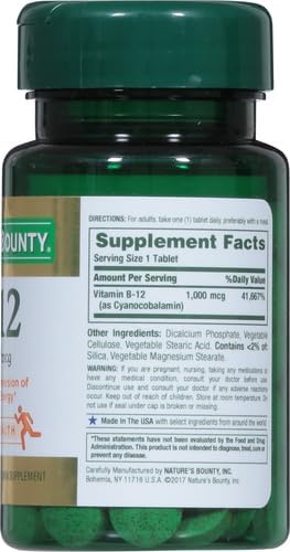 Nature's Bounty Vitamin B-12 1000 mcg Tablets, 100 Count (Pack of 1)