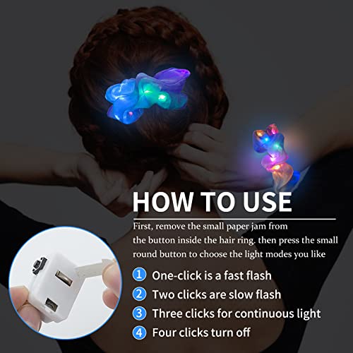 24 Pcs Light Up Scrunchies, LED Scrunchies Hair Bands, Elastic Glow in the Dark Srunchies Rave Accessories for Women Birthday Halloween Christmas New Year