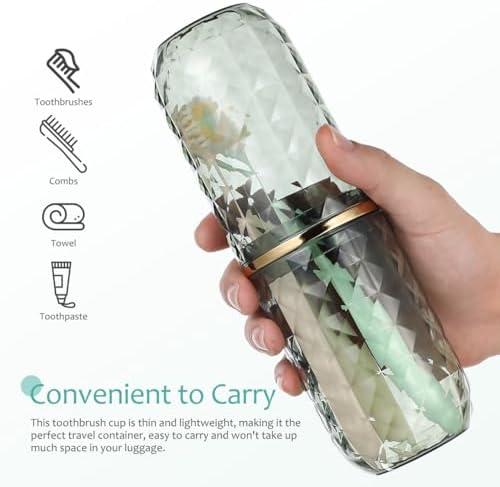 2PCS Travel Toothbrush Case Portable Toothbrush Holder Cup Storage Container for Home Bathroom Trip School - Green (Green) (2)
