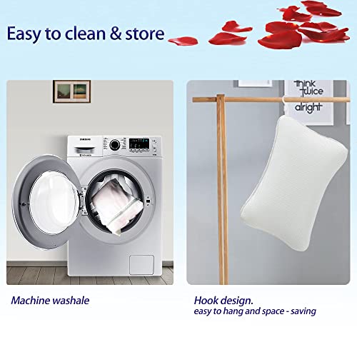 Bath Pillow for Tub, Non Slip, Breathable Soft, Comfortable Head Neck Support, Machine Washable, 2 Suction Cups(Off White)