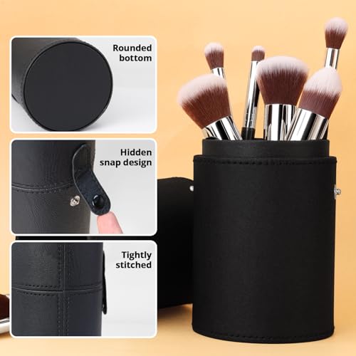 BEAKEY Makeup Brushes Sets, Brush Sets with Makeup Sponges (10+2pcs, with Black Case)
