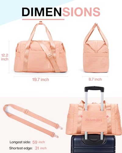 BAGSMART BAGSMART Gym Bag for Women, Carry on Weekender Overnight Bag, Travel Duffel Bags with Trolley Sleeve, Personal Item Travel Bag Tote Bag Workout Dance Bag, Orange-34L