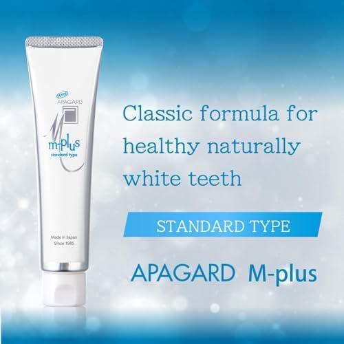 APAGARD® M-Plus, Sangi's Nano-Hydroxyapatite Toothpaste for Naturally Whiter Teeth, No Fluoride, for Family use, 130g / 4.58 oz, Mild Mint Flavor, Pack of 1