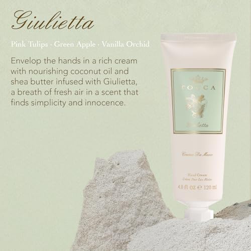 Tocca Crema de Mano Luxe, Giulietta Hand Cream, 4 oz - Pink Tulips, Green Apple, Vanilla Orchid - Moisturizing, Quick Absorbing