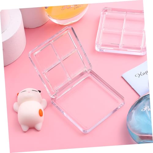 Beaupretty 4 Pieces Empty Eyeshadow Pallet 4 Grids Eye Shadow Lipstick Storage Case Box Clear Makeup DIY Cosmetic Organizer Container