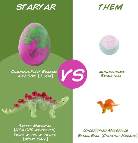 Bath Bombs for Kids with Surprise Toys Inside - XXL Dinosaur Eggs Bath Bomb Gift, Kid Safe Spa Bath Fizz Balls Kit, Dinosaur Toys for Boys Girls 3 4 5 6 7 Year, Birthday Gifts for Kids
