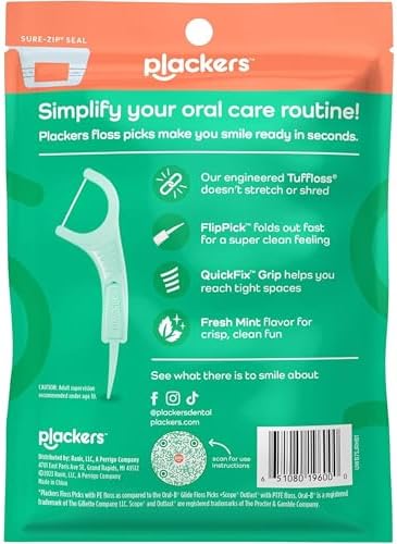 Plackers Micro Mint Dental Floss Picks, 90 Count (Pack of 3)