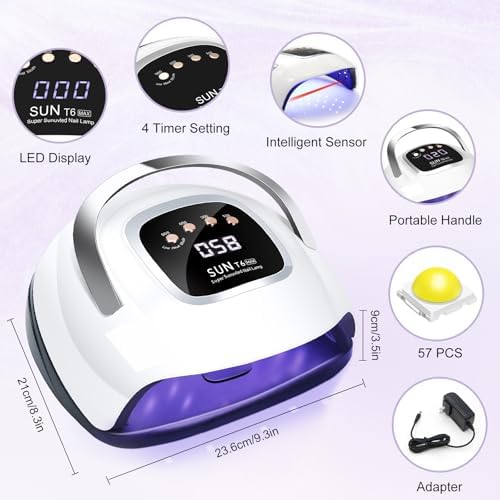 LKE UV Nail Lamp, Nail Dryer 220W UV Light for Nails with 4 Timers LED Lamp Gel Polish Kit Professional Art Tools Automatic Sensor