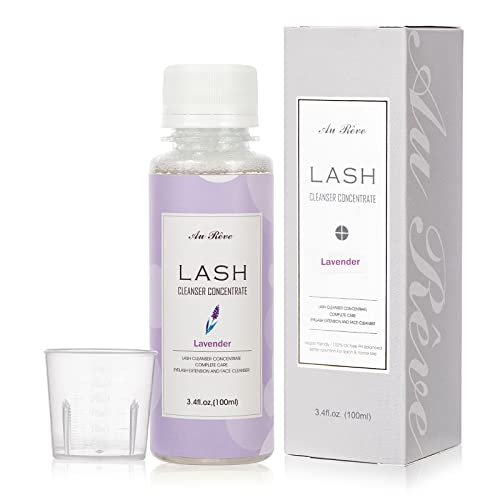 Eyelash Cleanser Concentrate 100ml Eyelash Extension Cleanser Inside the Eyelash Extension Kit Oil-Free Eyelash Extension Shampoo Perfect for Salon-Can Make Ten 60ml bottles of Lash Shampoo，Lavender