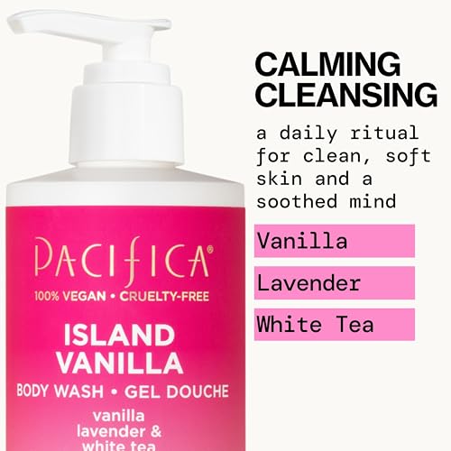Pacifica Island Vanilla Body Care Set – Body Wash & Body Lotion Duo for Dry Skin, Nourishing Vanilla Bath Set, Moisturizing Sulfate-Free Cleanser and Hydrating Lotion, Vegan & Cruelty-Free