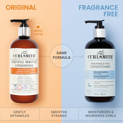 CURLSMITH Fragrance-Free Conditioner 12 oz | Gently Detangles, Soften and Smooths Hair for Silky Curls