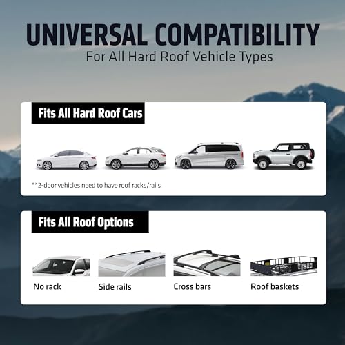 Car Rooftop Cargo Carrier Bag -15 Cuft Waterproof Car Roof Bag, Car Top Carrier Without Roof Rack, Vehicle Cargo Carriers for Luggage Incl Storage Bag, Non-Slip Mat, 6 Door Hooks - 19 & 23 Cuft Avail