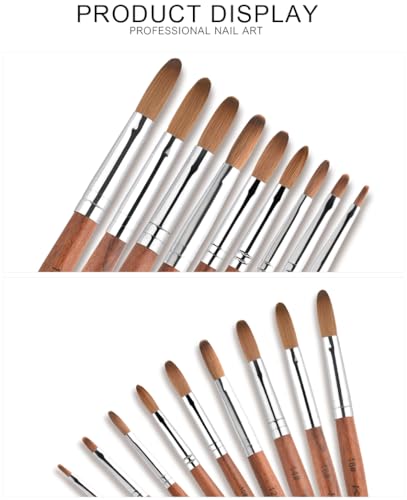 Nail Brush Kolinsky Sable Acrylic Nail Art Brush Professional Red Wooden Nail Brush (10#)