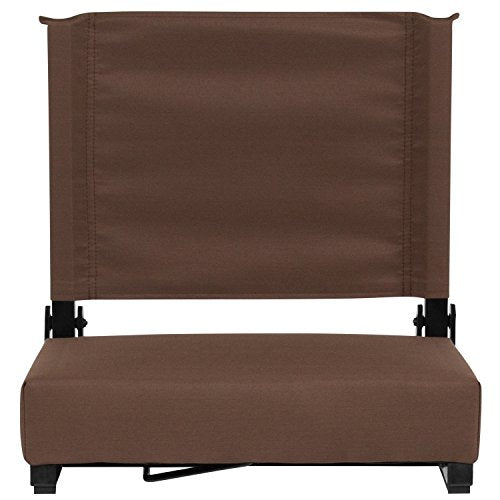 Flash Furniture Grandstand Portable Stadium Seat for Bleachers or Benches, Folding Padded Stadium Chair with Carrying Handle, 500 lb. Weight Capacity, Brown