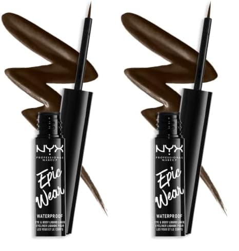 NYX PROFESSIONAL MAKEUP Epic Wear Liquid Liner, Long-Lasting Waterproof Eyeliner - Brown (Pack of 2)