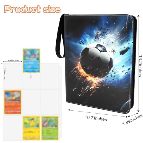 900 Pockets card binder Football Card Binder, Football Trading Cards, Display Case with Football Card Sleeves Card Holder Protectors Set for Football Cards (Football 3)