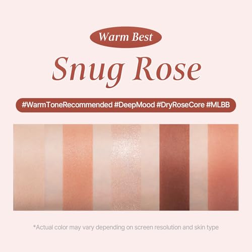 COSNORI My Moment Eye Palette – 5 Pigmented Shades, Matte, Shimmer & Glitter, Blendable & Multi-Use (03 Snug Rose)