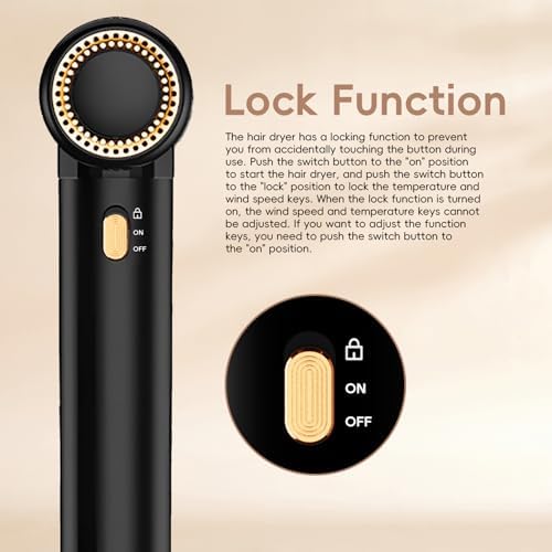 Nicebay Hair Dryer, Ionic Blow Dryer with Diffuser, 1600W &110000RPM High-Speed Brushless Motor for Fast Drying, Lock Function, Constant Temperature, Lightweight