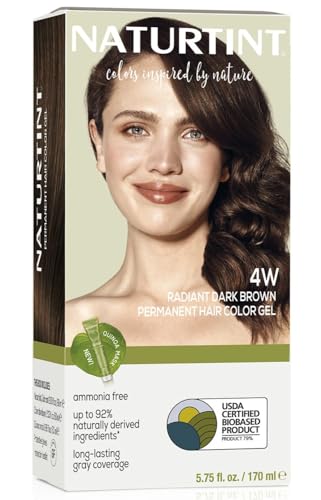 Naturtint 4W Radiant Dark Brown Permanent Hair Color (Pack of 1), Ammonia Free, Vegan, Cruelty Free, up to 100% Gray Coverage, Long Lasting Results (Packaging may vary)