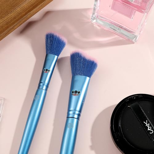 5Pcs Interstellar Baby Makeup Brushes Set, Creative Stitch Theme Cosmetic Brushes Set, Premium Synthetic Foundation Eyeshades Brush Set Best Gift for Young Girl Women (Blue Stitch)