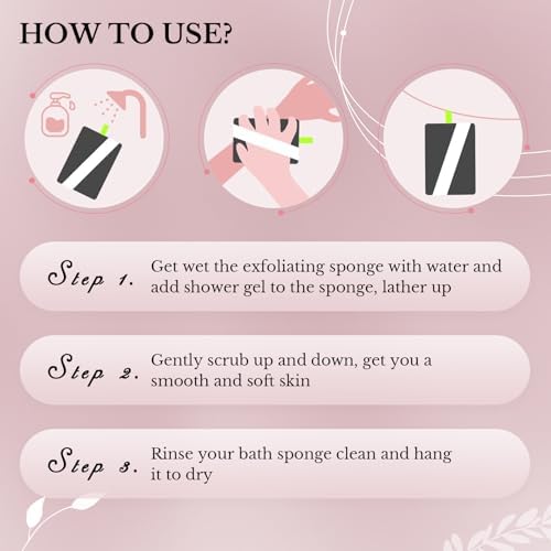MIG4U Exfoliating Body Scrubber Sponge Exfoliate Dead Skin Bath Sponge for Shower, Luxury Foaming Skin Scrubber for Women Men, 3 Pack Classical