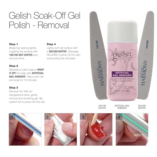 Gelish Artificial Nail Remover – Soak-Off Polish Remover for Fast, Gentle Removal, Prevents Drying, and Maintains Healthy Nails. Ideal for Professional and At-Home Use (16 oz)