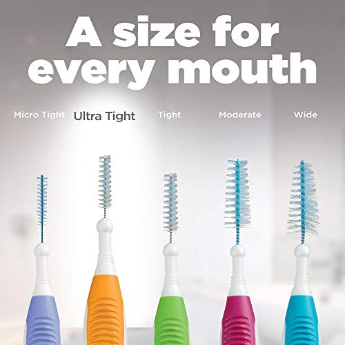 GUM Proxabrush Go-Betweens - Ultra Tight- Interdental Brushes - Soft Bristled Dental Picks for Plaque Removal Health - Safe for Braces & Dental Devices, 10 Count (Pack of 4)