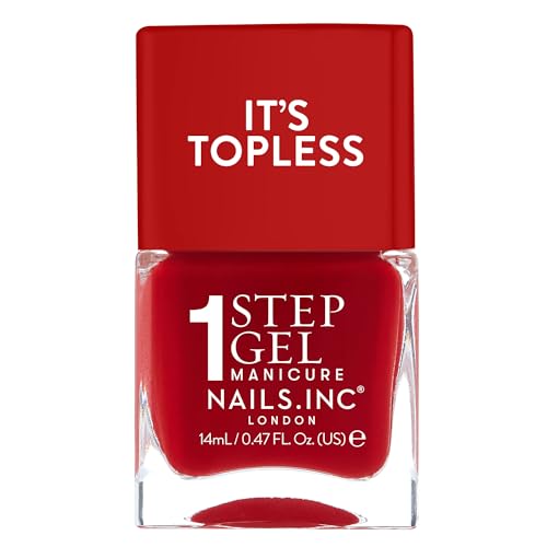 Nails Inc It's Topless Gel Nail Polish, 4-in-1 Base Coat, Treatment, Color & Top Coat, Long Lasting, Strong, Chip Free Nails, Glossy Salon Quality Manicure At Home, Vegan, Cruelty Free, Shade Kendall