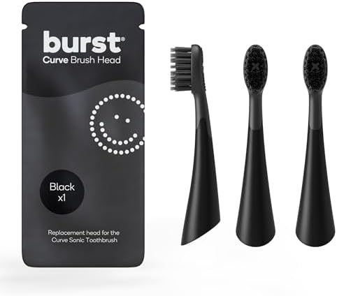 BURST Replacement Heads for Curve Sonic Electric Toothbrush (3 Pack/Black)