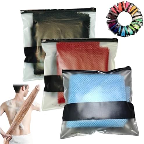 Afroscrub African Exfoliating Net Sponge - Afro Scrub Body Scrubber for Bath & Shower, Exfoliating Washcloth for Daily Use, Premium Bath Sponge (3 Pcs-D)