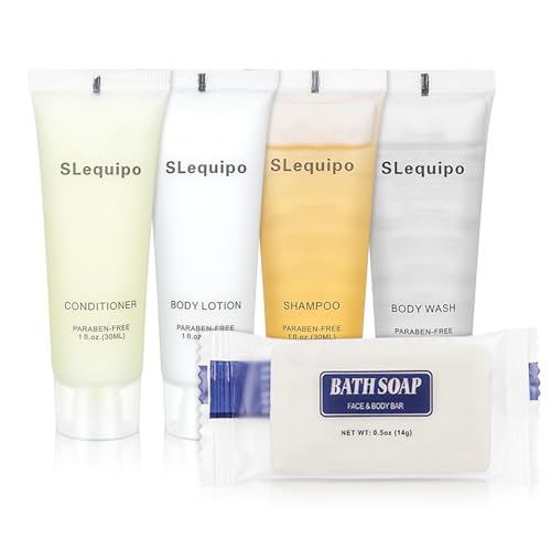 5-IN-1 Hotel Soaps and Toiletries Bulk Set, Hotel Toiletries (100Pcs) 5-Piece Set: 20 Bar Soap 0.5oz, 20 Shampoo, 20 Body Wash, 20 Body Lotion, 20 Conditioner - Mini Guest Toiletries Bulk
