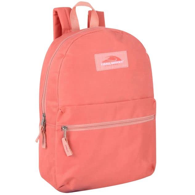 Trail maker Classic 17 Inch Backpack with Adjustable Padded Shoulder Straps (Coral)