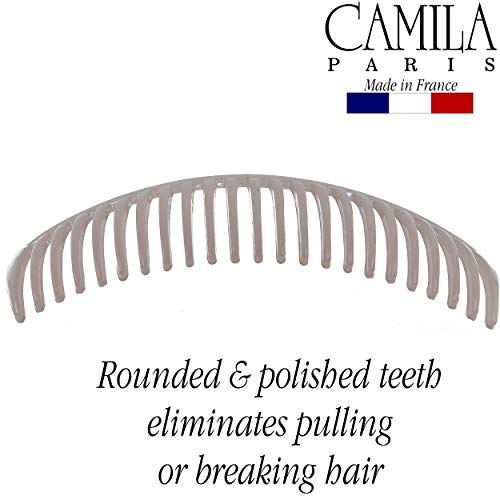 Camila Paris CP2912 French Side Combs Large Curved, Nude French Twist Hair Combs Decorative, Strong Hold Hair Clips for Women Bun Chignon Up-Do, No Slip Styling Girls Hair Accessories, Made in France